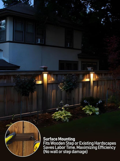 LEONLITE 8 Inch 5CCT LED Low Voltage Step Lights, 12-24V AC/DC Surface Mount Large Rectangular Deck Lights, IP65 Aluminum Outdoor Lighting for Landscape, Yard, Stairway, Oil Rubbed Bronze, Pack of 6