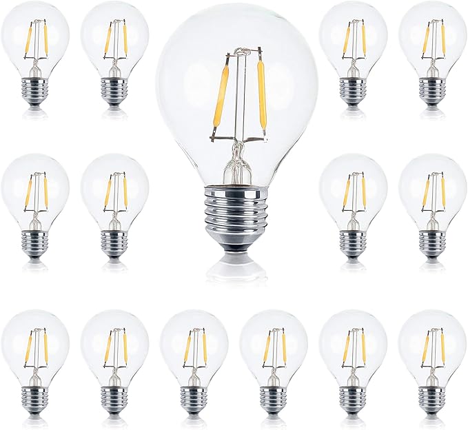 Brightech Ambience Pro LED String Lights with One Extra 15 Pack Replacement LED Light Bulbs - 26 Ft Commercial Grade Patio Lights Outdoor Waterproof - Globe Porch String Lights for Outside, Backyard