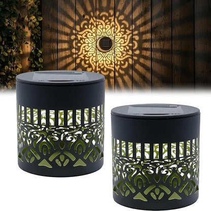 Decorative Solar Mandala Lights,Waterproof Metal Solar Powered Outdoor Lights,Mandala Fence Wall Lights for Deck,Step,Patio,Garden,Backyard & Yard Decor (2PCS)