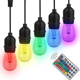 Outdoor String Lights - 50ft Color-Changing Patio Lights with Remote and Vintage-Style LED Edison Bulbs for Porch | Lumora