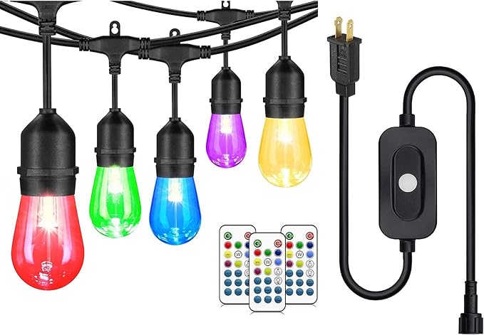 Mlambert 48FT RGB Outdoor Patio Lights Bundle with 1 Controller Box and 1 Remote