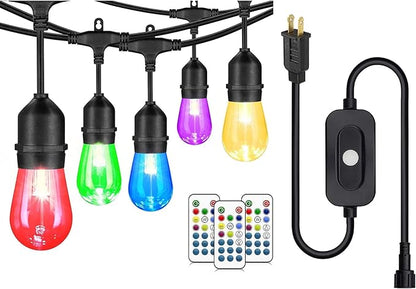 Mlambert 48FT RGB Outdoor Patio Lights Bundle with 1 Controller Box and 1 Remote