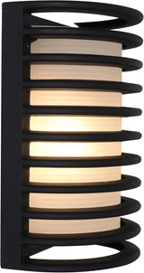 Bermuda - Outdoor Rubbed Bulkhead Wall Light - 11"H - Black Finish - Ribbed Frosted Glass Shade | Lumora