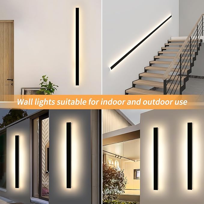 Mikeru 59inch Long LED Wall Light, 3000k Exterior Wall Sconces, Acrylic Invisible Exterior Wall Light for Porch | Lumora