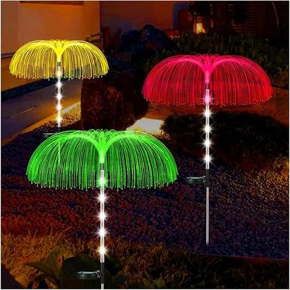 Outdoor Lawn Lamp Double Jellyfish Light 7 Colors Solar Garden Lights LED Fiber Optic Lights Outdoor Waterproof Decor Lamp for Lawn Patio Garden Lights (Color : Selection 1, Size : 1pcs)