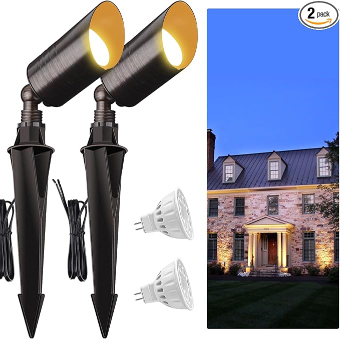 Cheopha Solid Brass Low Voltage Landscape Lighting,12V Landscape Lights, Compact Size Low Voltage Spotlight Fixture | Lumora