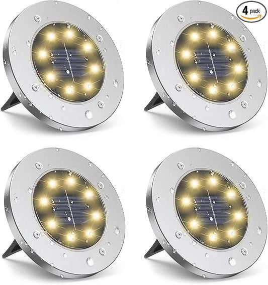 ZGWJ Solar Ground Lights,4 Pack Waterproof Solar Garden Lights, Upgraded Outdoor Garden Waterproof Bright in-Ground Lighting, Landscape Lighting for Pathway,Yard,Deck,Lawn,Patio,Walkway Warm White
