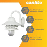 Sunlite 41367-SU Nautical Style Outdoor Wall Fixture, Medium Base Socket (E26), Weatherproof Polycarbonate | Lumora