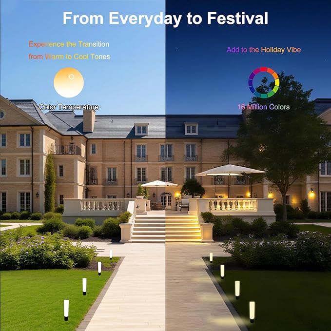 Outdoor Pathway Lights, Color Changing Walkway Lights, Waterproof Landscape Path Lights, APP/Control Box/Remote | Lumora