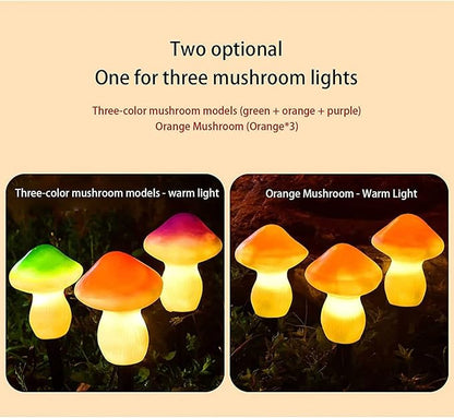 Super Bright Solar Lights, Set of 3 Solar Mushroom Lights, Outdoor Waterproof Solar Powered Mushroom Lights, Garden Stake Lights for Garden Yard Backyard Lawn Path Lights (Color : 3 Colors)