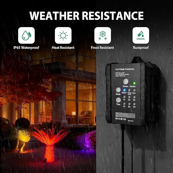 Outdoor All-in-One RGBWW Low Voltage Landscape Lighting Kit, 6-Pack 12W Color Changing LED Spotlight Light with Transformer and 16/2 Wire,12-24V AC/DC Waterproof for Yard Garden Festival Decor