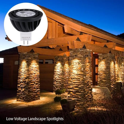 MR16 LED Bulb 5W Water Resistant Dimmable,Aluminum Heat Dissipation for Indoor Track Recessed Lights,Outdoor Low Voltage Landscape Spotlights Warm White Black Finish 8 Packs