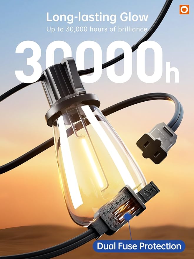 addlon 150FT (3x50FT) Outdoor String Lights, 48 Shatterproof ST38 Bulbs, Commercial Grade Patio Lights, Vintage | Lumora