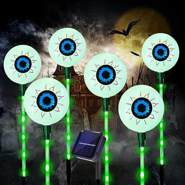 1 Pack Solar Halloween Eyeball Pathway Lights,6 Halloween Eyeball Stake Lighting with 8 Modes for Holiday Home | Lumora
