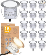 HIBOITEC Recessed LED Deck Light Kits(16Pack), 12V Low Voltage Landscape Lighting IP67 Waterproof Outdoor Step | Lumora