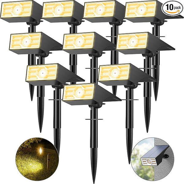 Solar Spot Lights Outdoor,10 Pack/56 LED Outdoor Lights for Yard Waterproof IP68, 4 Lighting Modes Solar Landscape | Lumora