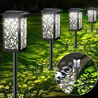 Lurrose Solar Garden Lights Outdoor Waterproof LED Lawn Path Lights for Yard Landscape Decoration with Folding Solar Panel for Patio and Garden