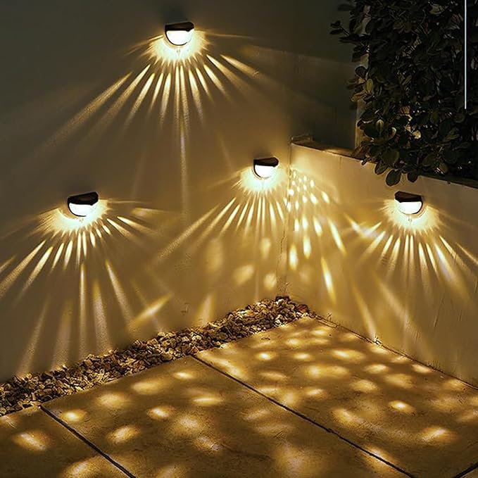 6 Pack Solar Fence Lights, Deck Lights Solar Powered Outdoor Waterproof Fence Lighting for Fence Deck Step Stair Post Wall. (Black)
