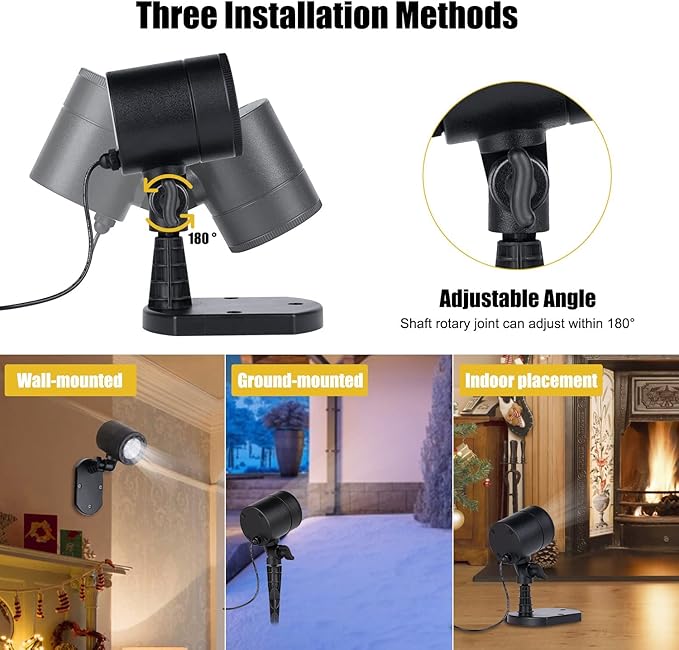 Christmas Snowflake Projector Lights Outdoor LED Snowfall Projection Landscape Lighting Waterproof Plug in Moving Effect Wall Mountable Snow Lights for Indoor Xmas Holiday Home Party New Year Show