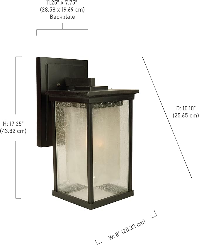 Craftmade Z3724-OBO Riviera Outdoor Wall Mount Sconce Lighting, 1-Light, 100 Watts, Oiled Bronze (8" W x 17" H)
