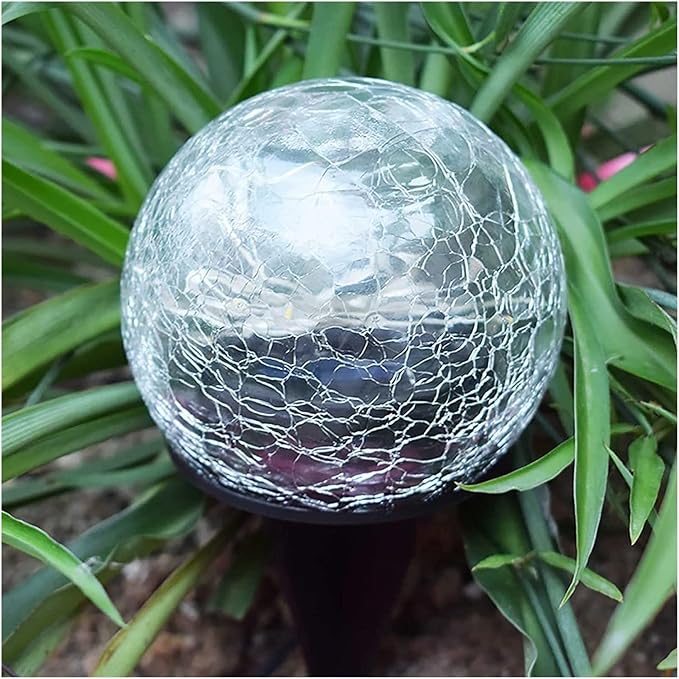 Super Bright Solar Lights, Garden Solar Lights, Cracked Glass Ball Waterproof Warm White Led, Garden Solar Lights Decorative for Lawn Patio Yard Pathway Christmas Garden Decor ( Color : Warm Light , S