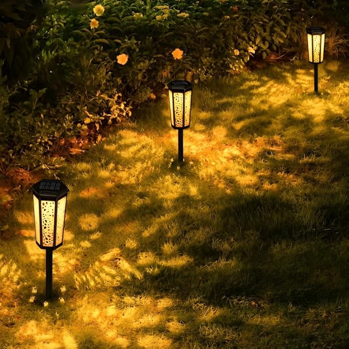 Solar Pathway Lights Outdoor,Waterproof IP65 Garden Landscape Lights with Warm White & RGB Color Changing,6-12h Outdoor Solar Lights for Yard, Walkway, Patio, Driveway, Lawn