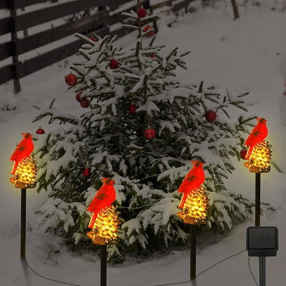 VIHOSE Cardinal Solar Stake Lights Red Bird Figurine Solar Stake Light Decorative Outside Garden Decor Christmas Landscape Lights Cardinal Gifts for Mother Lawn Yard Decor Women(Classic)