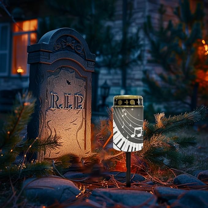 Solar Lights Piano Note Star for Garden Cemetery Lamp Warm White Led Grave Light Lightweight Memorial Sympathy Gift