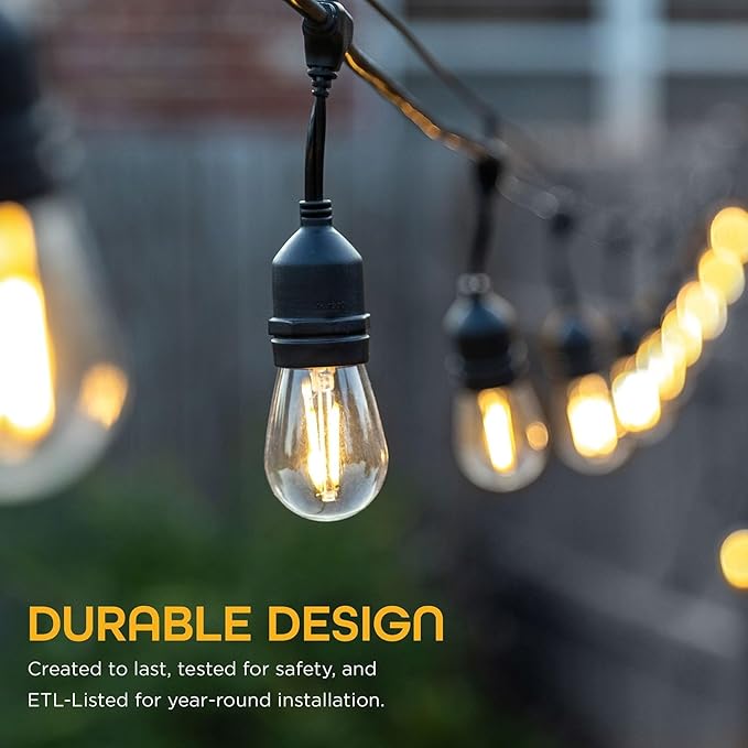 48' Outdoor LED Café String Lights, 24 Bulbs