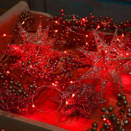 2 Pack Solar Powered Fairy String Lights Outdoor Waterproof 8 Modes Twinkle Christmas Decorations Lights, Each 33ft-100LED, 40ft-120LED, 66ft-200LED, 80ft-240LED, (Red, 33)
