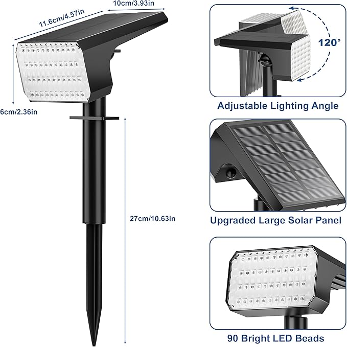LANSOW Solar Spot Lights Outdoor Color Changing, 2 Pack/7 Modes Waterproof Solar Christmas Landscape Spotlights | Lumora