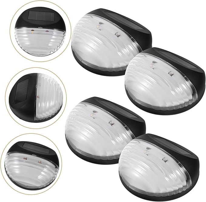 TEHAUX 4pcs Solar Garden Lights Led Outdoor Pathway Lights Solar Power Lamp for Stairs Fence Deck Landscape Motion Sensor