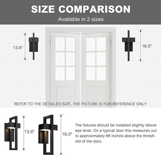 LamQee Outdoor Wall Lights Modern Exterior Lighting Fixtures, 3000K Integrated LED Outdoor Wall Sconce Lighting 2 Packs, Matte Black Outside Wall Mount Lights for House Front Door Porch Garage Patio