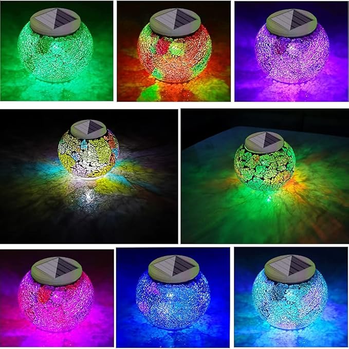 Aukora Color Changing Solar Powered Glass Ball Garden Lights, Solar Lantern Outdoor Table Lights Waterproof Led | Lumora