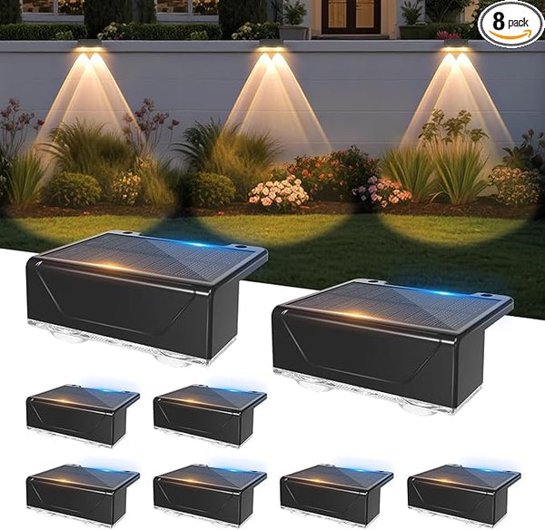 Solar Fence Lights Outdoor, 8 Pack Fence Lights Solar Powered Waterproof Step Light Warm/Neutual/Cool White with 2 | Lumora