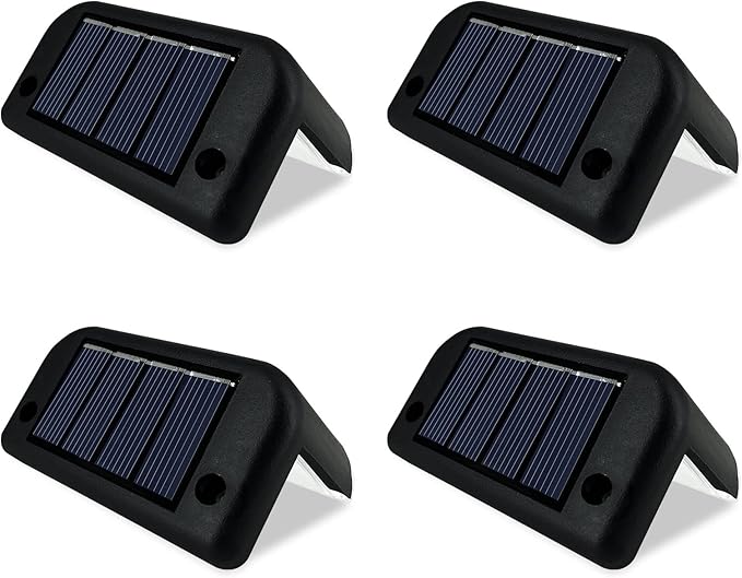Solar Outdoor Lights, Waterproof Solar Powered Steps Light Outdoor, Wireless LED Lighting Lamp Fence Walkway Patio Stair Garden Path Rail Backyard Fences, 4 Pack Warm White