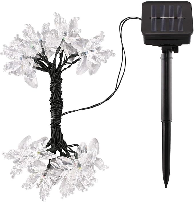 Solar String Lights, Waterproof 16ft 20LED Butterfly Christmas Fairy Lights Decorative Lighting for Home Party Wedding Patio Garden Porch Balcony (Pink)
