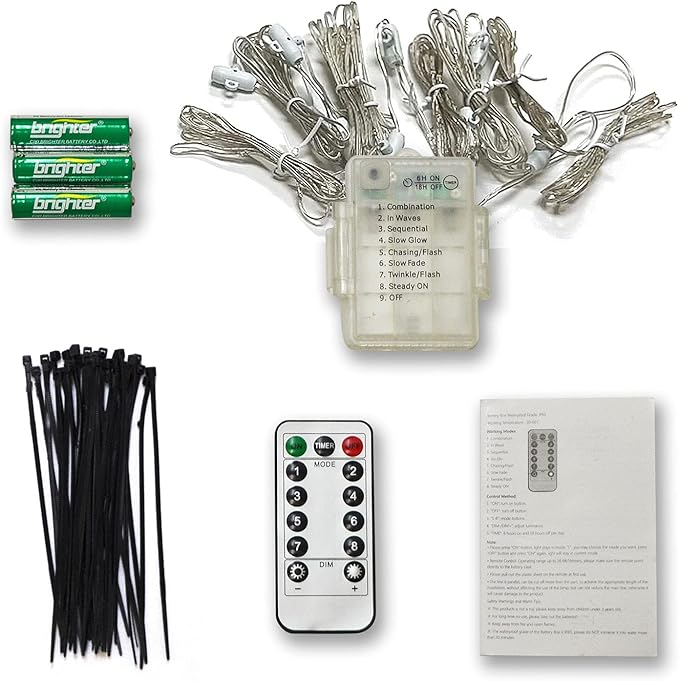 BenefitUSA Patio Umbrella Warm White Lights 8 Lighting Mode 104 LED String Lights with Battery and Remote Control Umbrella Lights Operated for Restaurant Coffee Shop Outdoor Garden Holidays Party