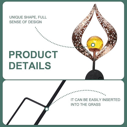 Solar LED Flame Torch Light for Garden Lawn Outdoor Waterproof Decorative Solar Pathway Lamp with Hollow Design