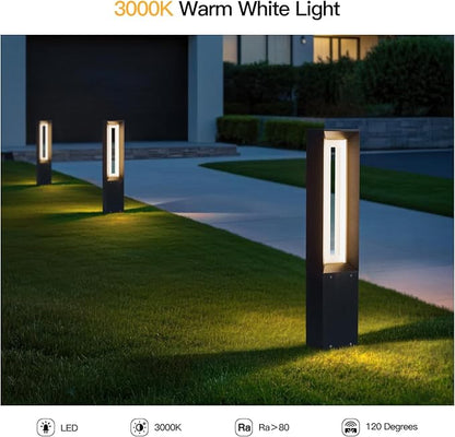 Outdoor Path Light, 31.5" Pathway Walkway Lights Waterproof Yard Landscape LED Bollard Lighting Lawn Lamp Garden Sidewalk Patio Backyard Ground Bright 3000K Lantern for Outside High Voltage Wired