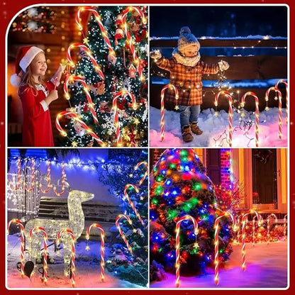 Solar Candy Cane Lights, 12 Pcs Christmas Decorations Outdoor, Solar Garden Lights, Waterproof Pathway Light for Outdoor Christmas Yard Patio Walkway Decor