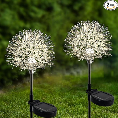 Solar Garden Lights - 2 Pack Decorative Outdoor Lights, Auto ON/OFF for Garden Gifts, White