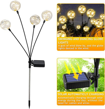 Outdoor Solar Lights for Yard, 4 Packs 16LED, Solar Globe Lights Outdoor, Garden Decor for Outside, Patio Decor for Outside, Unique Gifts for Women, Gifts for Grandma
