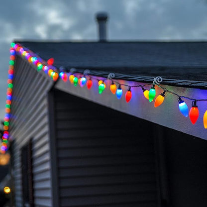 C9 Christmas Lights Outdoor, 33ft 50 LEDs Christmas String Lights with 8 Modes, 5 Sets Connectable, IP65 Waterproof Outdoor Indoor Vintage Fairy Lights for Christmas Tree Holiday Party Decor