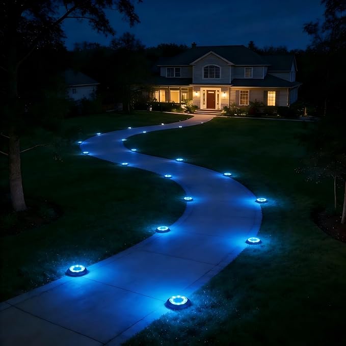 Flacchi Solar Lights Outdoor - Solar Powered Ground Lights Outdoor Solar Disk Light Waterproof Landscape Light for | Lumora