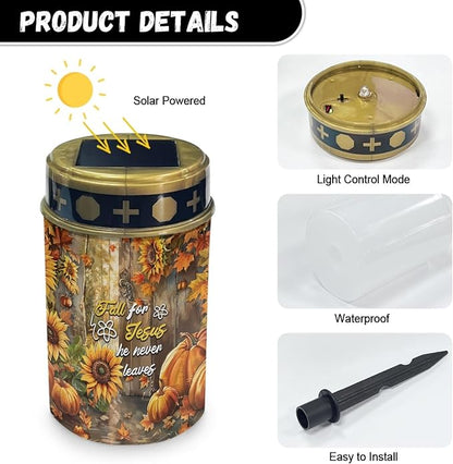 Autumn Fall for Jesus Cemetery Lights for Grave,Solar Pathway Lights Outdoor Solar Garden Light Solar Powered Lantern Landscape Lighting Yard Patio Driveway Light Solar Outdoor