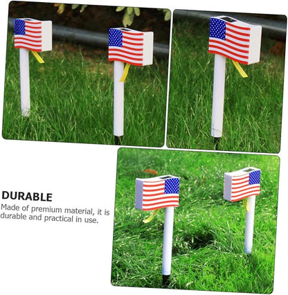 Solar LED American Flag Ground Insert Lamp, 2pcs Solar Garden Path Lights for Independence Day Outdoor Lawn Decoration Random Color