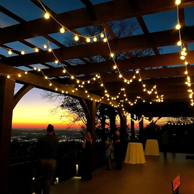 White String Lights Outdoor 100FT G40 Globe String Lights White Cord, 50+2 Spare Replaceable Bulbs, for Patio Backyard Gazebo Porch, Connectable, Zip Ties Included, White Wire