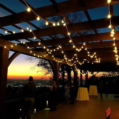 White String Lights Outdoor 100FT G40 Globe String Lights White Cord, 50+2 Spare Replaceable Bulbs, for Patio Backyard Gazebo Porch, Connectable, Zip Ties Included, White Wire