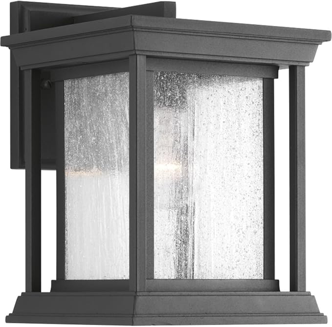 Progress Lighting Endicott Collection 1-Light Clear Seeded Glass Craftsman Outdoor Small Wall Lantern Light | Lumora